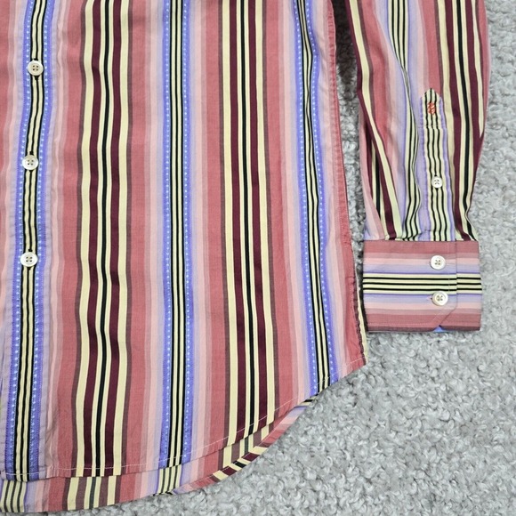 Robert Graham Shirt Mens Medium Striped Button Up Long Sleeve Flip Cuffs Office‎ - Picture 3 of 11